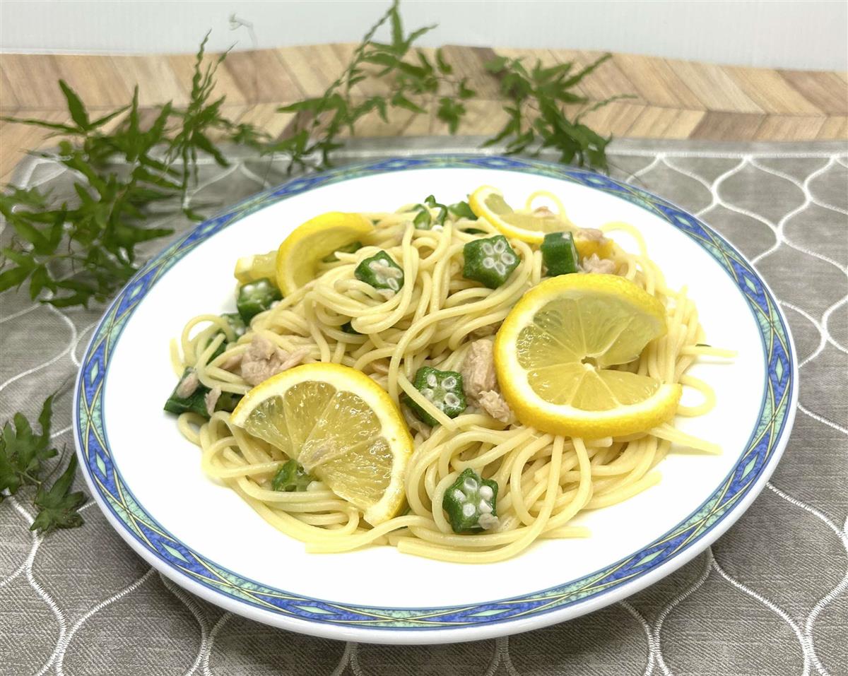 オクラとレモンの冷製パスタ