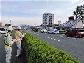 菊陽空港線の朝の調査状況